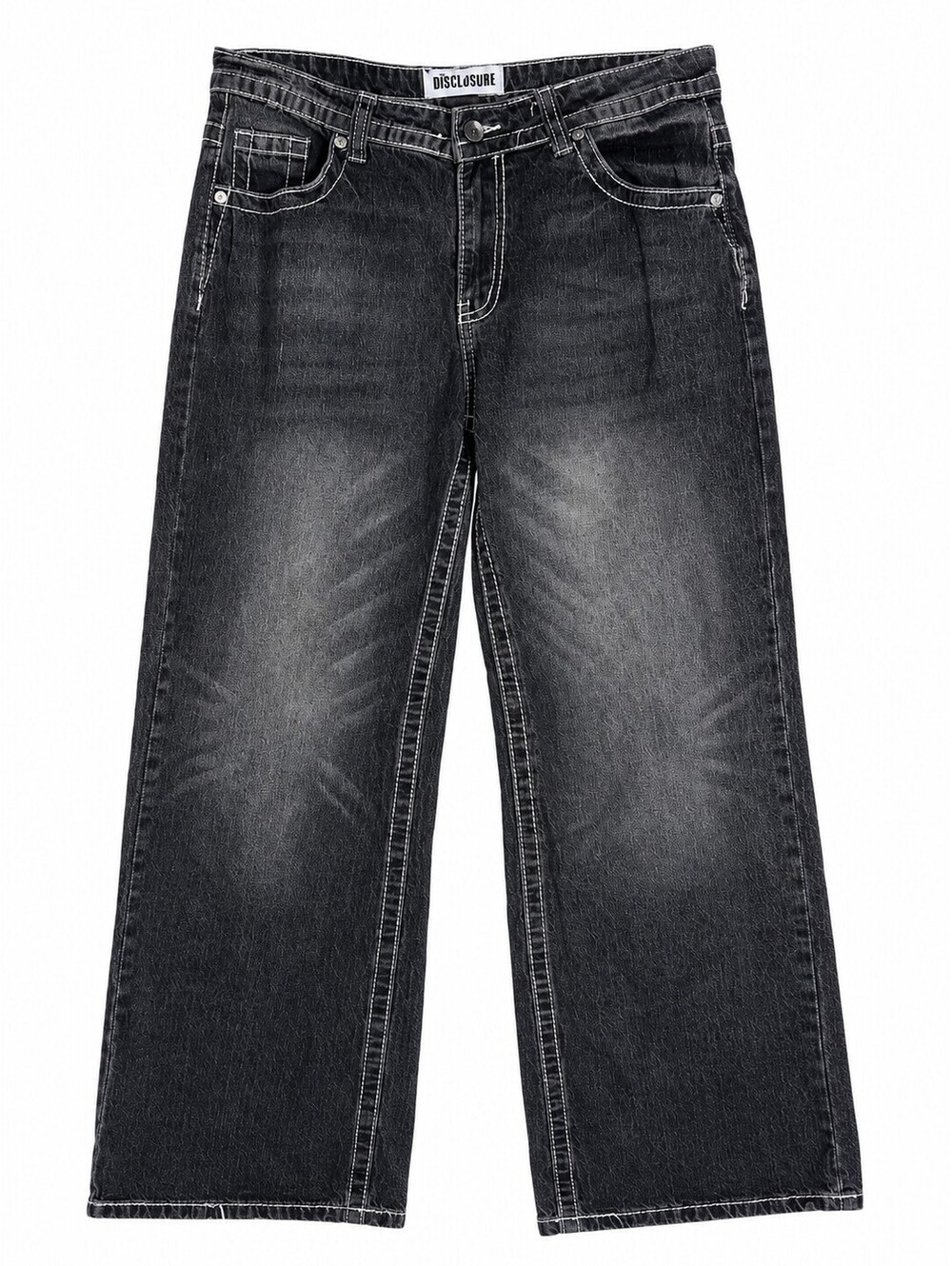 Disclosure Y2K Wide Leg Jeans 11/30 Black Embroidered Cross Wings